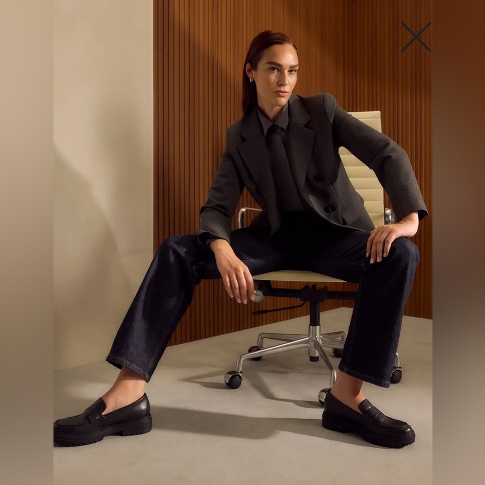NIB Quince Italian Leather Lug Sole Loafer Black Size Women's 10 - Picture 12 of 13